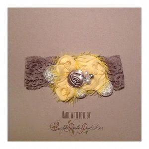 Yellow flower lace headband